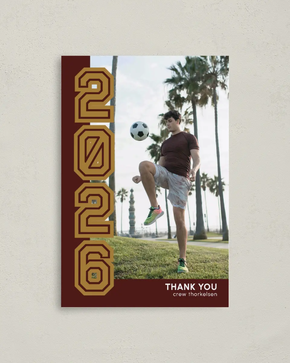 This is a 4" x 6" Folded Graduation Thank You Card called Competitive Nature printed in full color on Premium Smooth paper