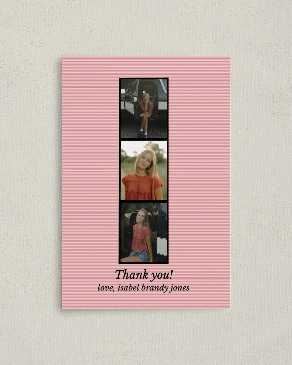 This is a 4" x 6" Folded Graduation Thank You Card called Snapshot Graduate printed in full color with Gold foil on Premium Smooth paper