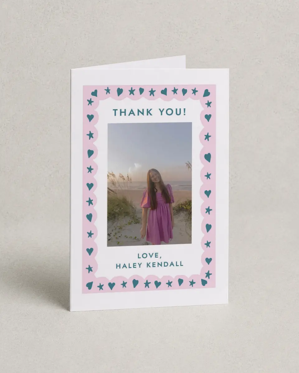 This is a 4" x 6" Folded Graduation Thank You Card called Fun Grad printed in full color with Gold foil on Premium Smooth paper