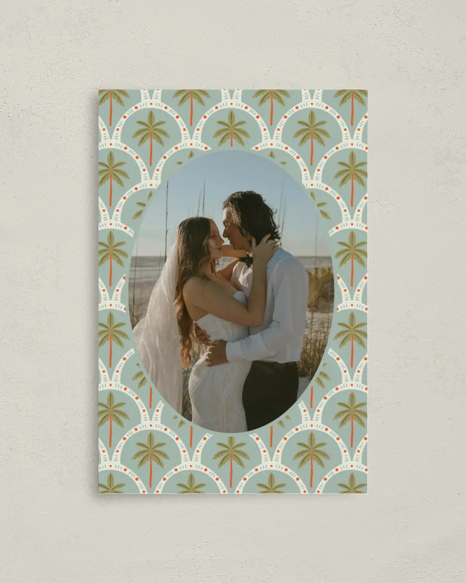 This is a 4" x 6" Folded Thank You Card called Tropical Treasure printed in full color on Premium Smooth paper