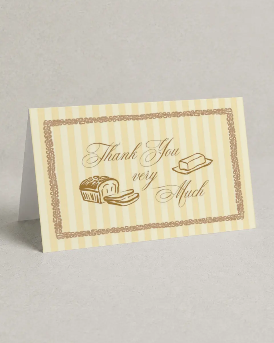 This is a 4" x 6" Folded Baby Shower Thank You Card called Toast to Baby printed in full color on Premium Smooth paper