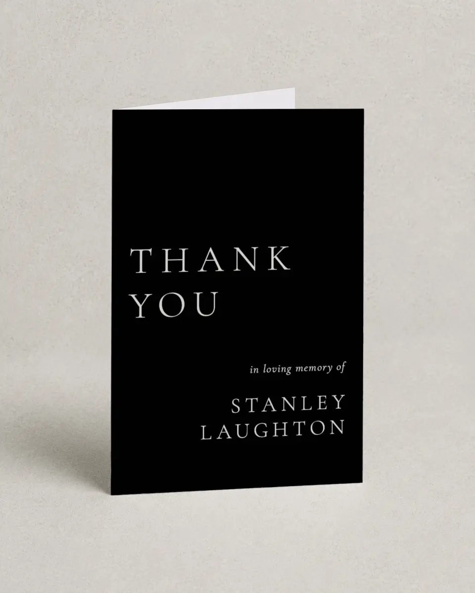 This is a 4" x 6" Folded Funeral Thank You Card called Remembered Well printed in full color on Premium Smooth paper