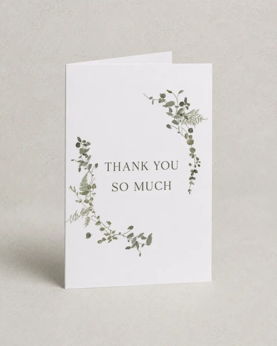 This is a 4" x 6" Folded Funeral Thank You Card called Life Legacy printed in full color on Premium Smooth paper