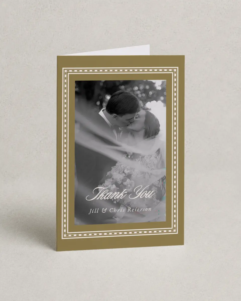 This is a 4" x 6" Folded Thank You Card called The Jillian printed in full color on Premium Smooth paper