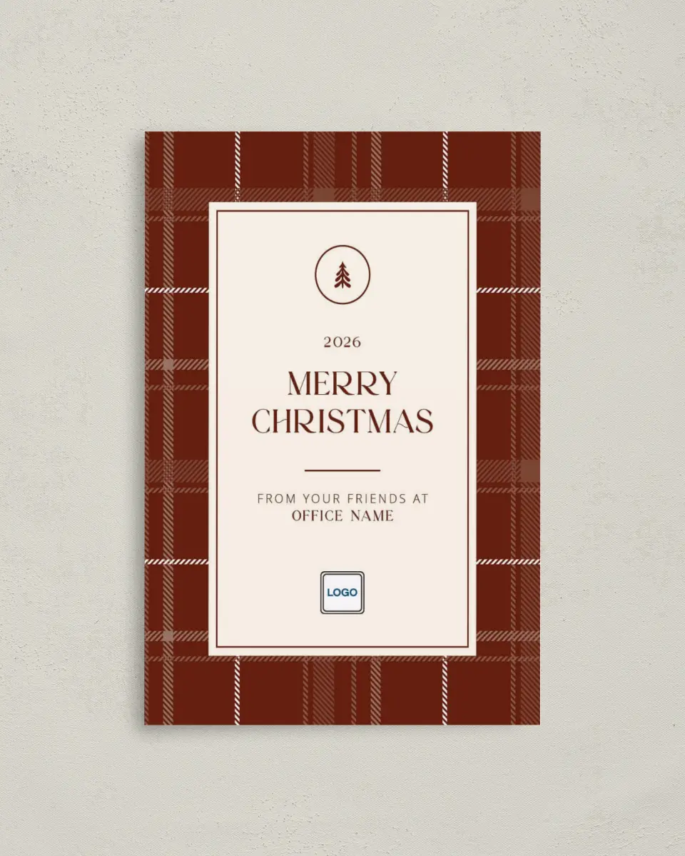 This is a 4.8" x 6.8" Folded Christmas Card called Border Christmas printed in full color