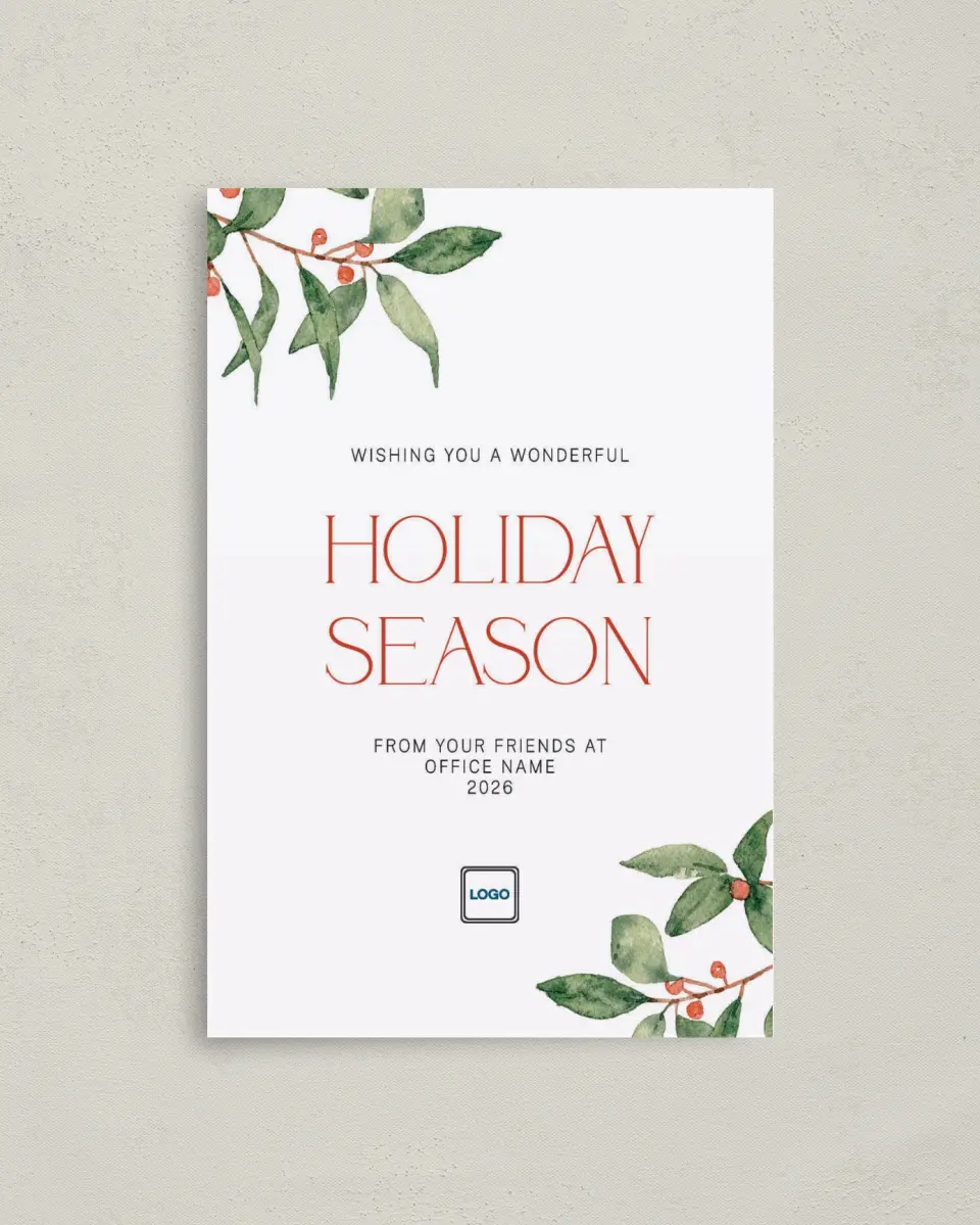 This is a 4.8" x 6.8" Folded Christmas Card called Pretty Cheer printed in full color