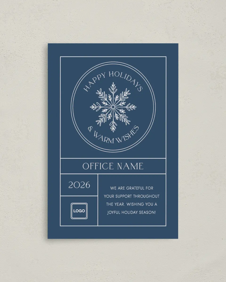This is a 4.8" x 6.8" Folded Christmas Card called Snowflake Christmas printed in full color