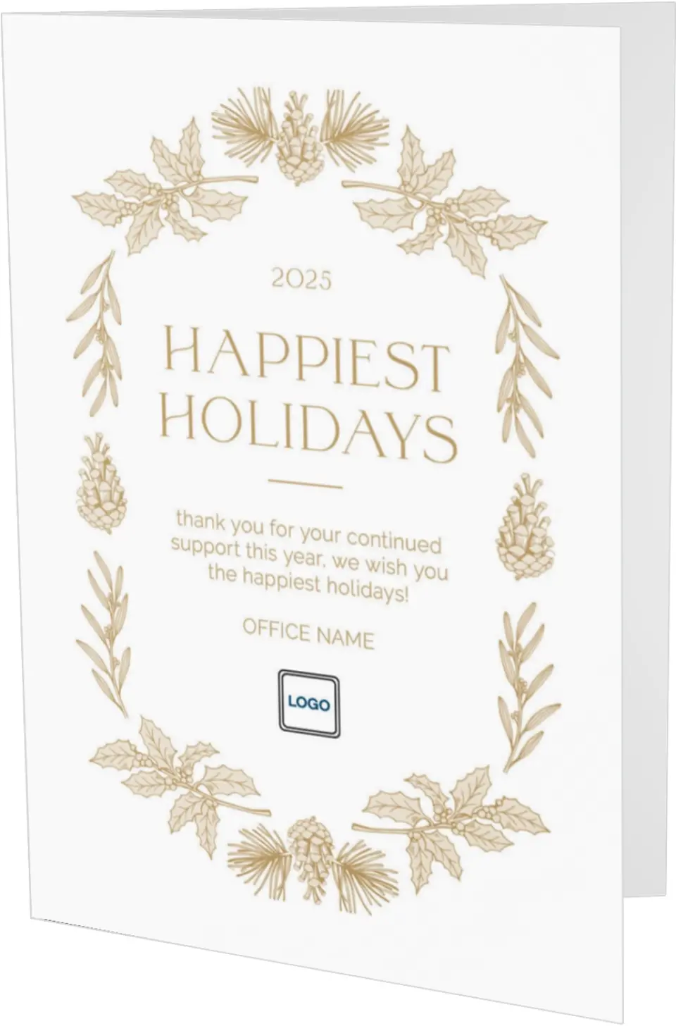 This is a 4.8" x 6.8" Folded Christmas Card called Holiday Harvest printed in full color