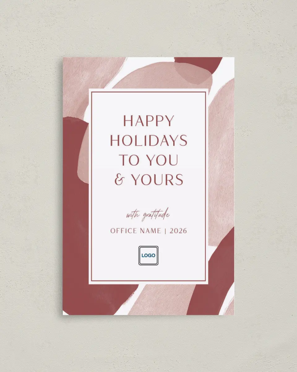 This is a 4.8" x 6.8" Folded Christmas Card called Splash of Cheer printed in full color