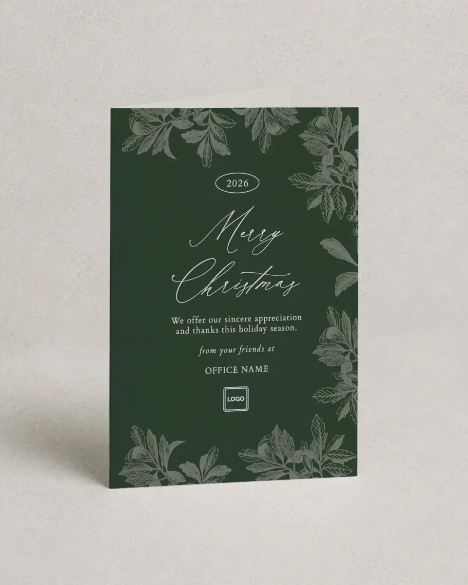 This is a 4.8" x 6.8" Folded Christmas Card called Sophisticated Christmas printed in full color
