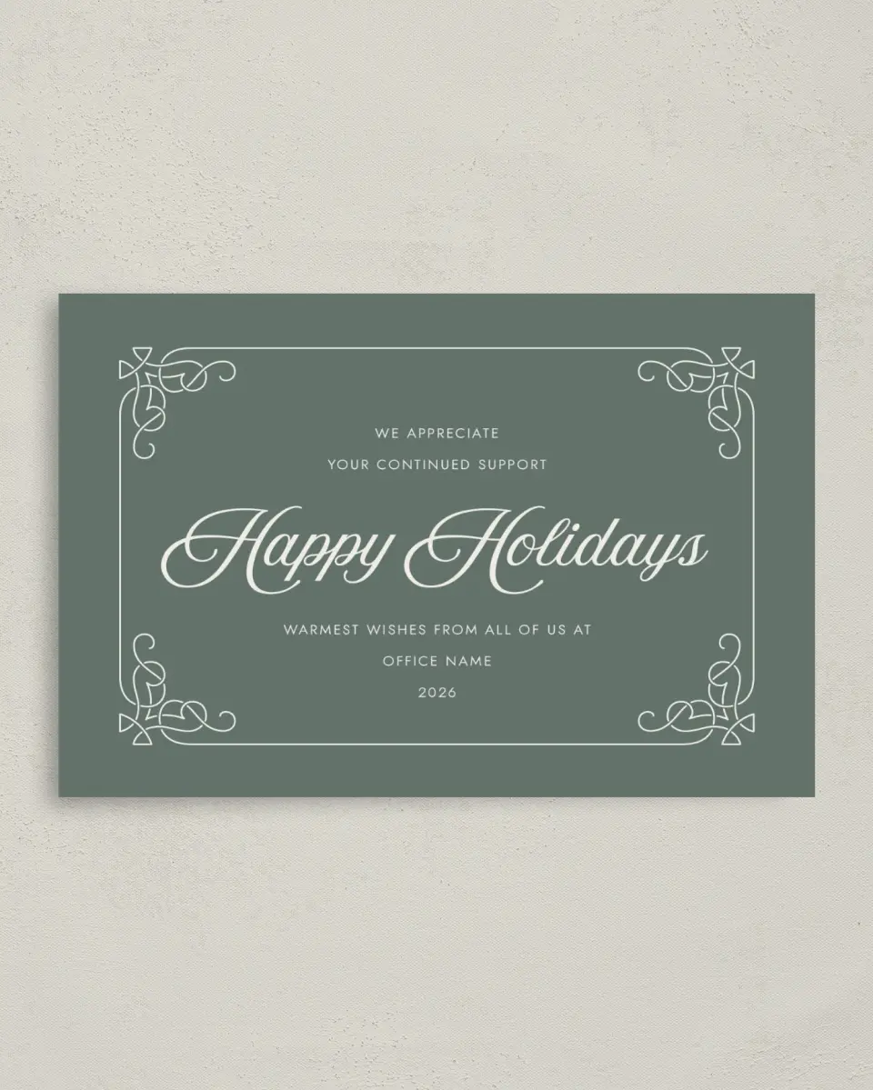 This is a 4.8" x 6.8" Folded Christmas Card called Fancy Festivities printed in full color