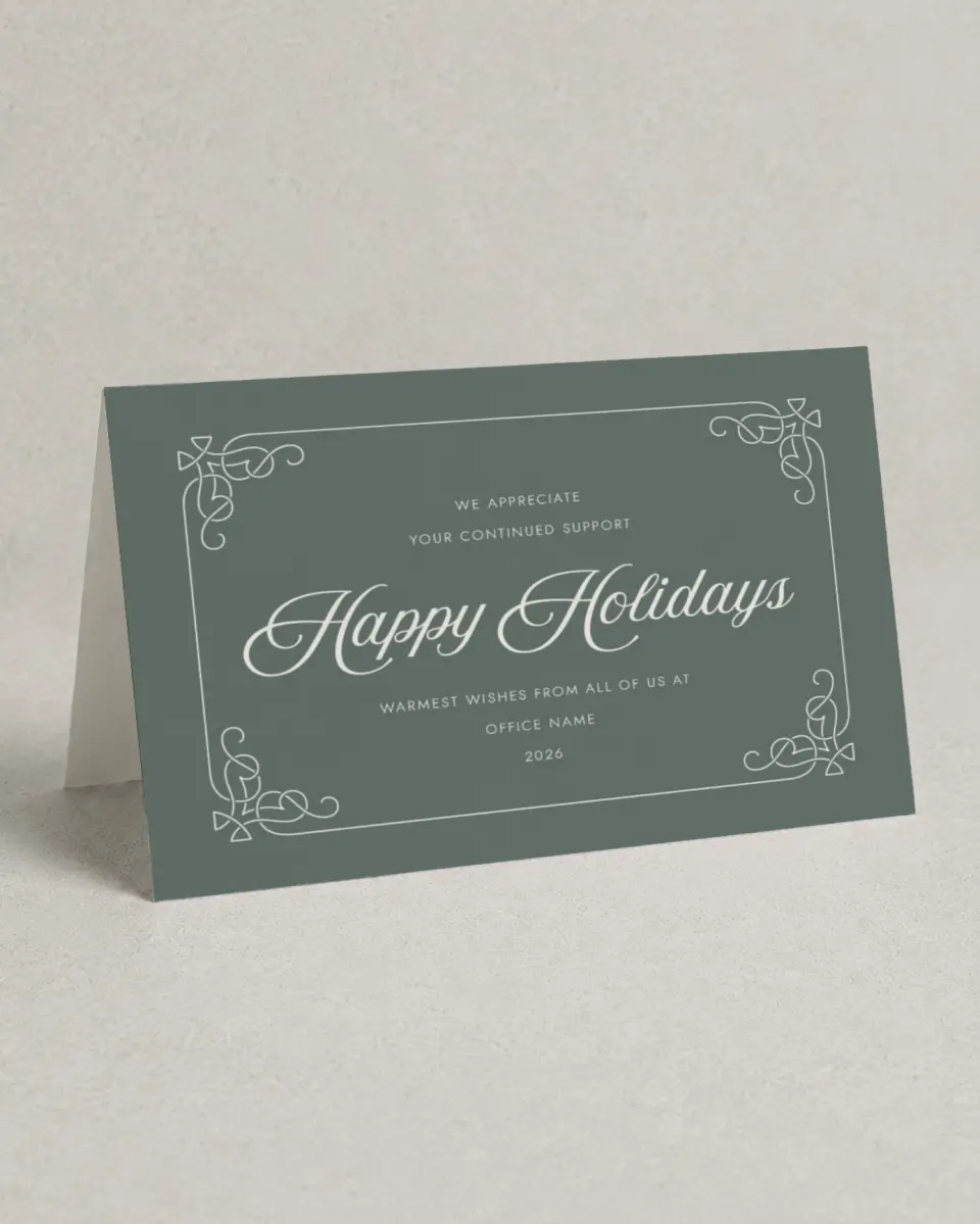 This is a 4.8" x 6.8" Folded Christmas Card called Fancy Festivities printed in full color