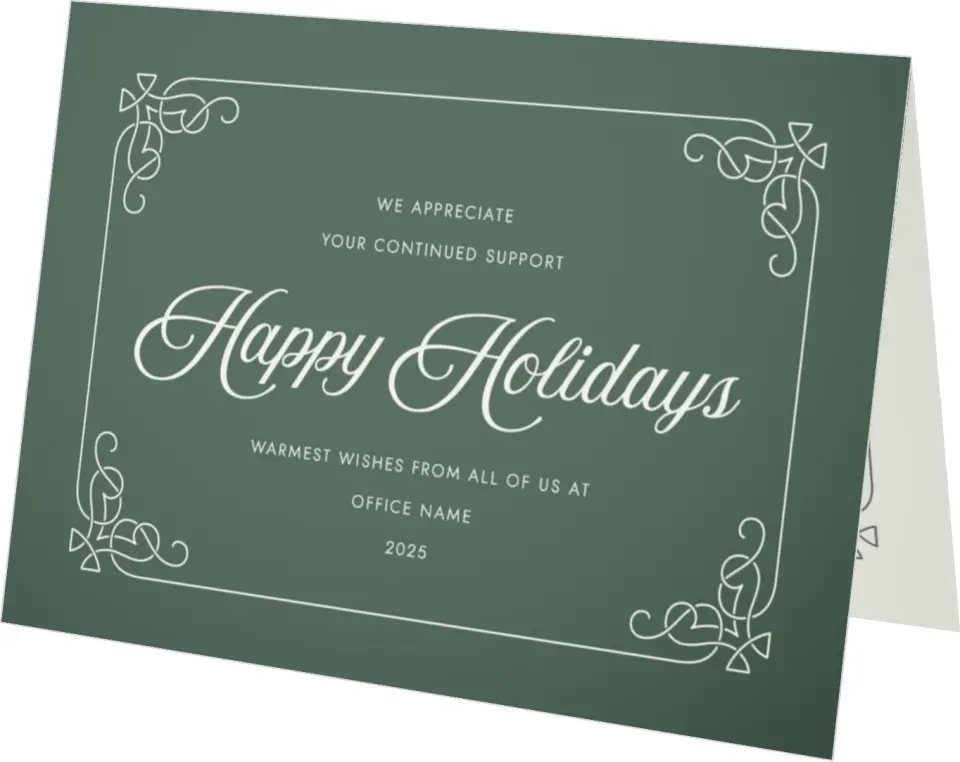 This is a 4.8" x 6.8" Folded Christmas Card called Fancy Festivities printed in full color