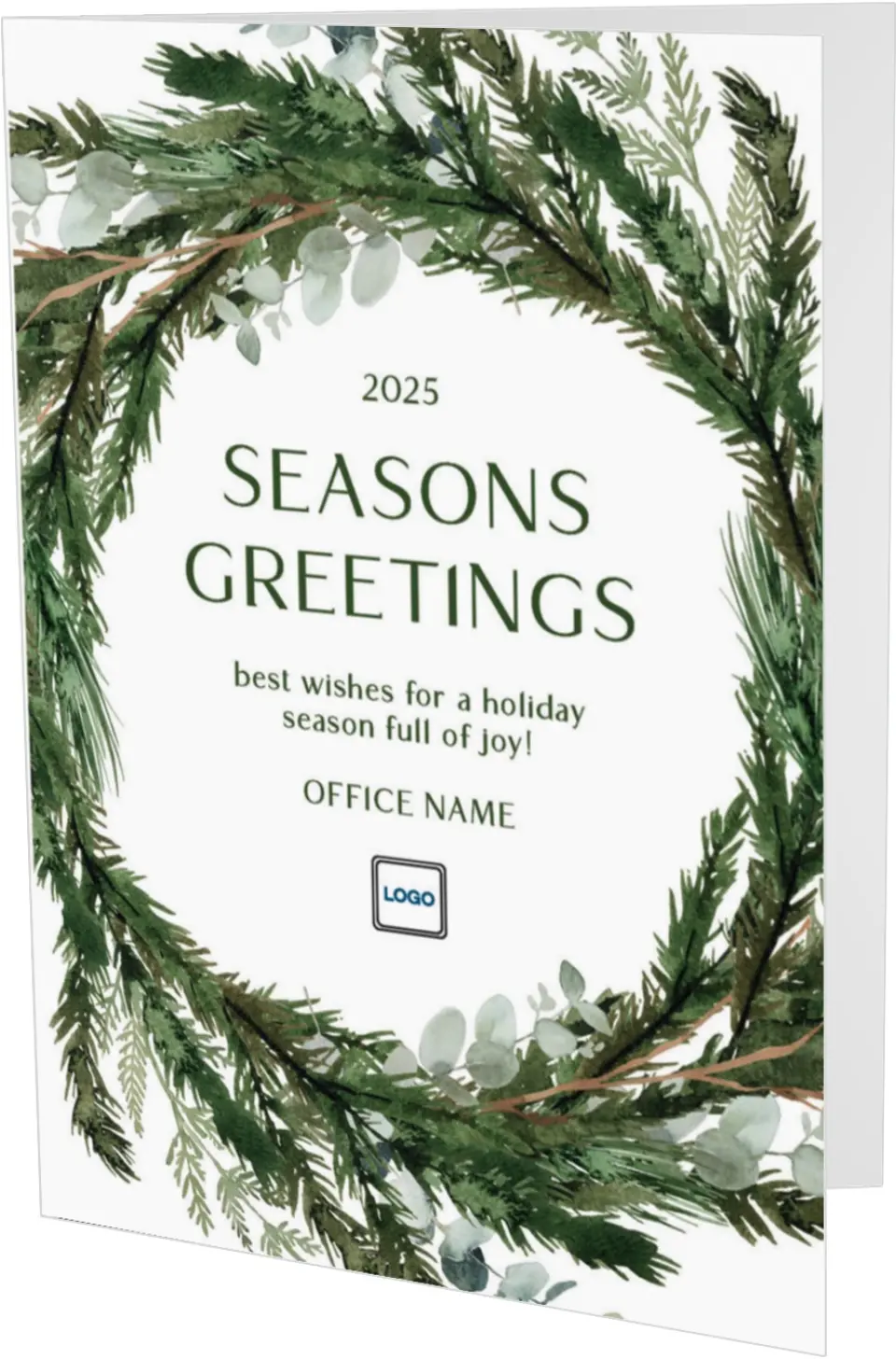 This is a 4.8" x 6.8" Folded Christmas Card called Christmas Wreath printed in full color