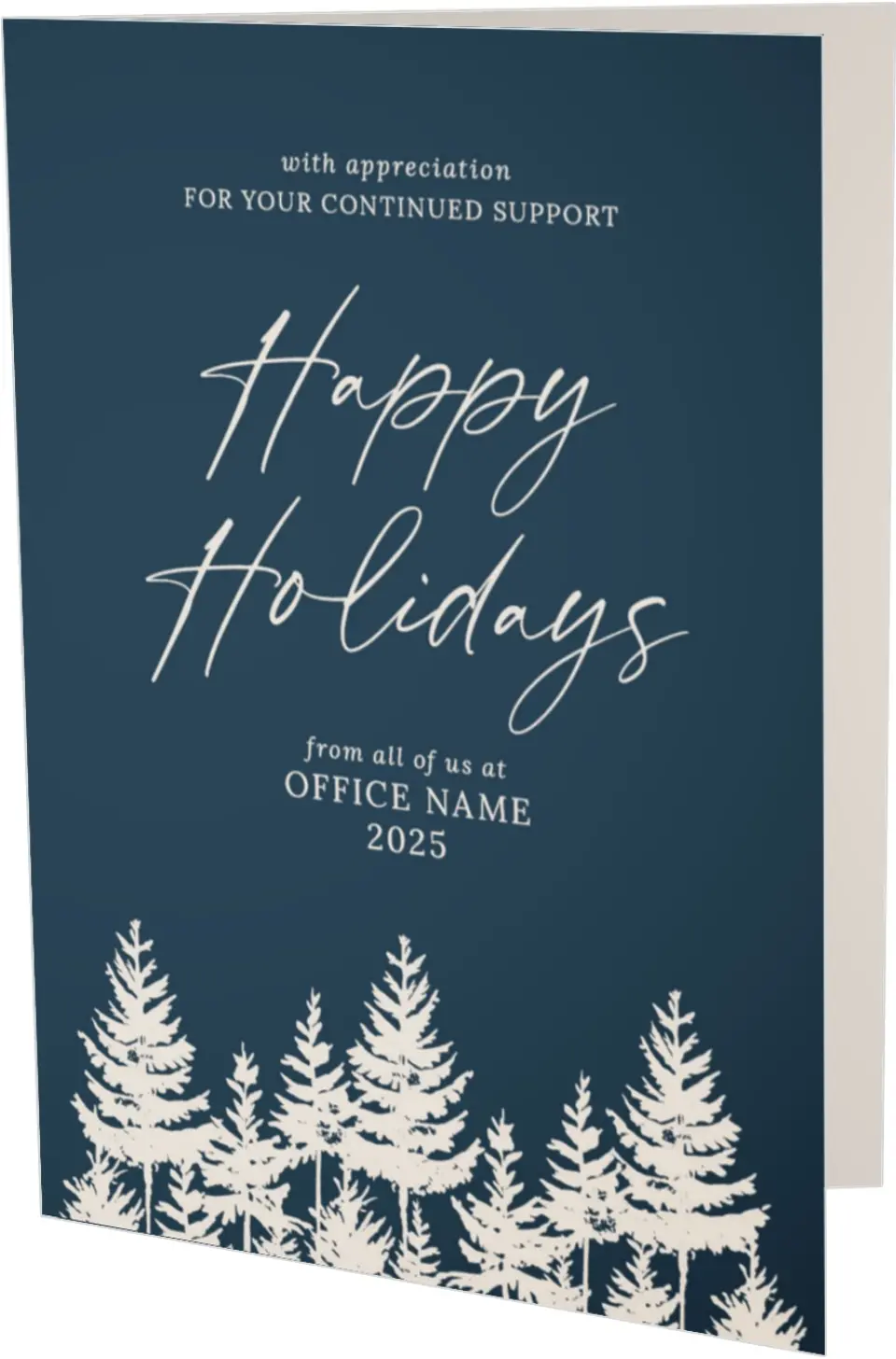 This is a 4.8" x 6.8" Folded Christmas Card called Silhouette Solstice printed in full color