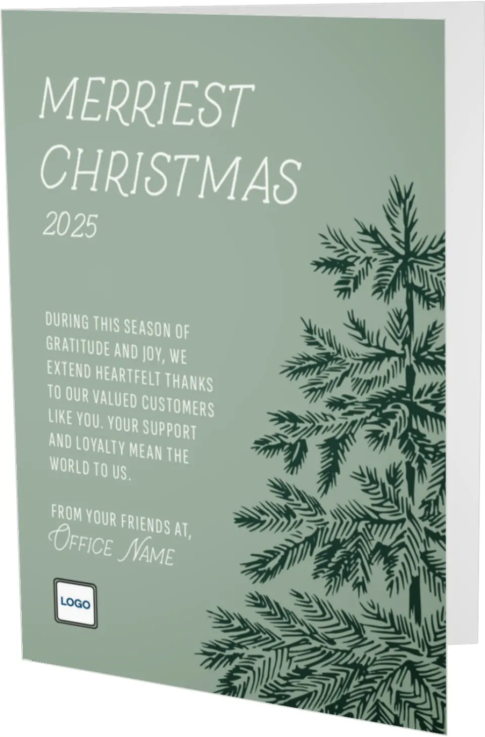 This is a 4.8" x 6.8" Folded Christmas Card called Christmas Evergreen printed in full color