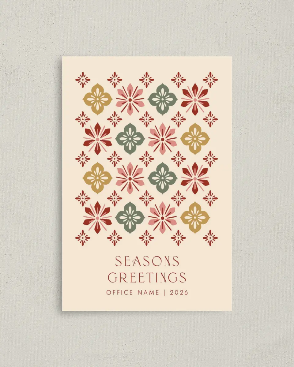 This is a 4.8" x 6.8" Folded Christmas Card called Pattern of Peace printed in full color