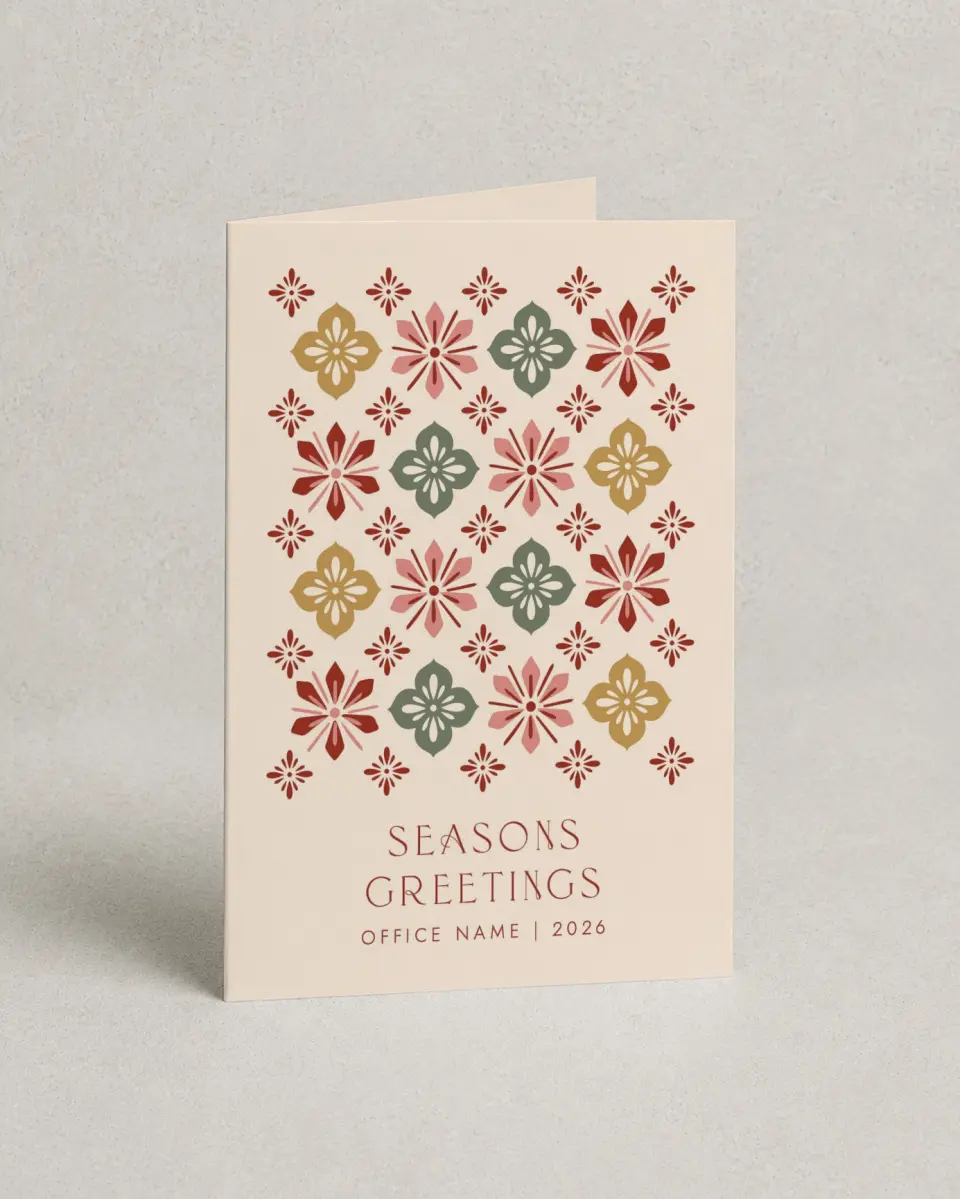 This is a 4.8" x 6.8" Folded Christmas Card called Pattern of Peace printed in full color
