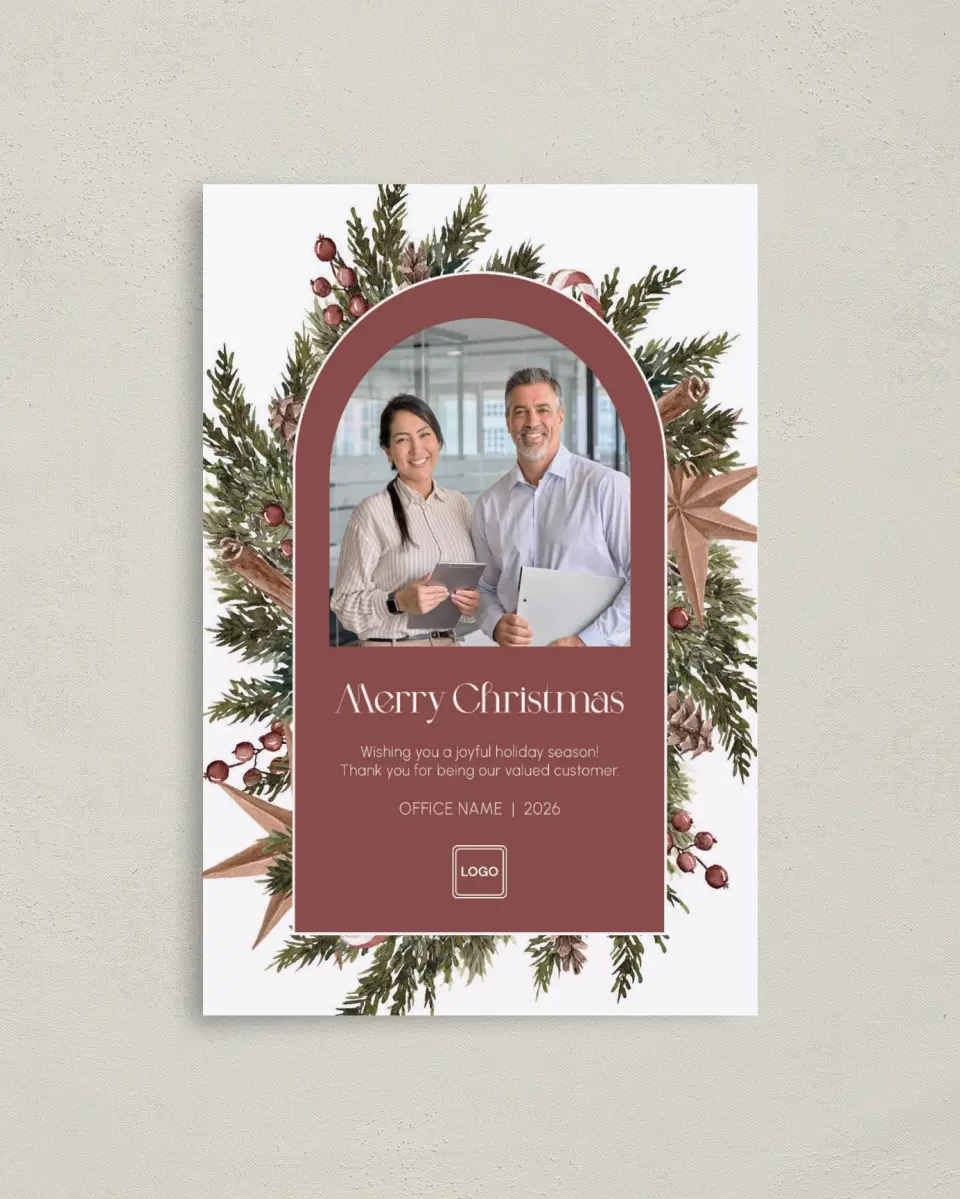 This is a 4.8" x 6.8" Folded Christmas Card called Harvest Holiday printed in full color