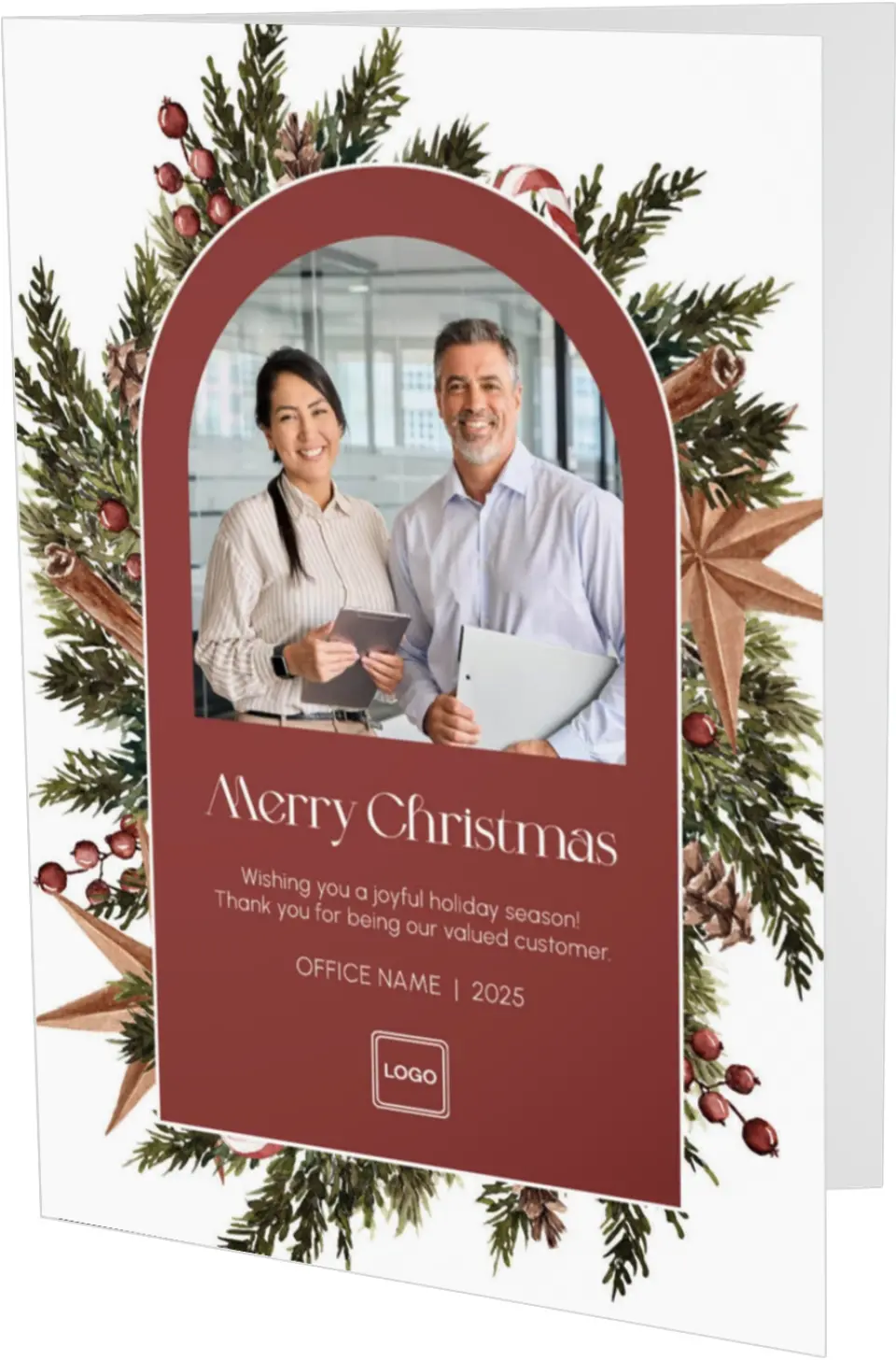 This is a 4.8" x 6.8" Folded Christmas Card called Harvest Holiday printed in full color