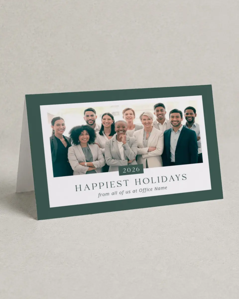 This is a 4.8" x 6.8" Folded Christmas Card called Team Christmas printed in full color