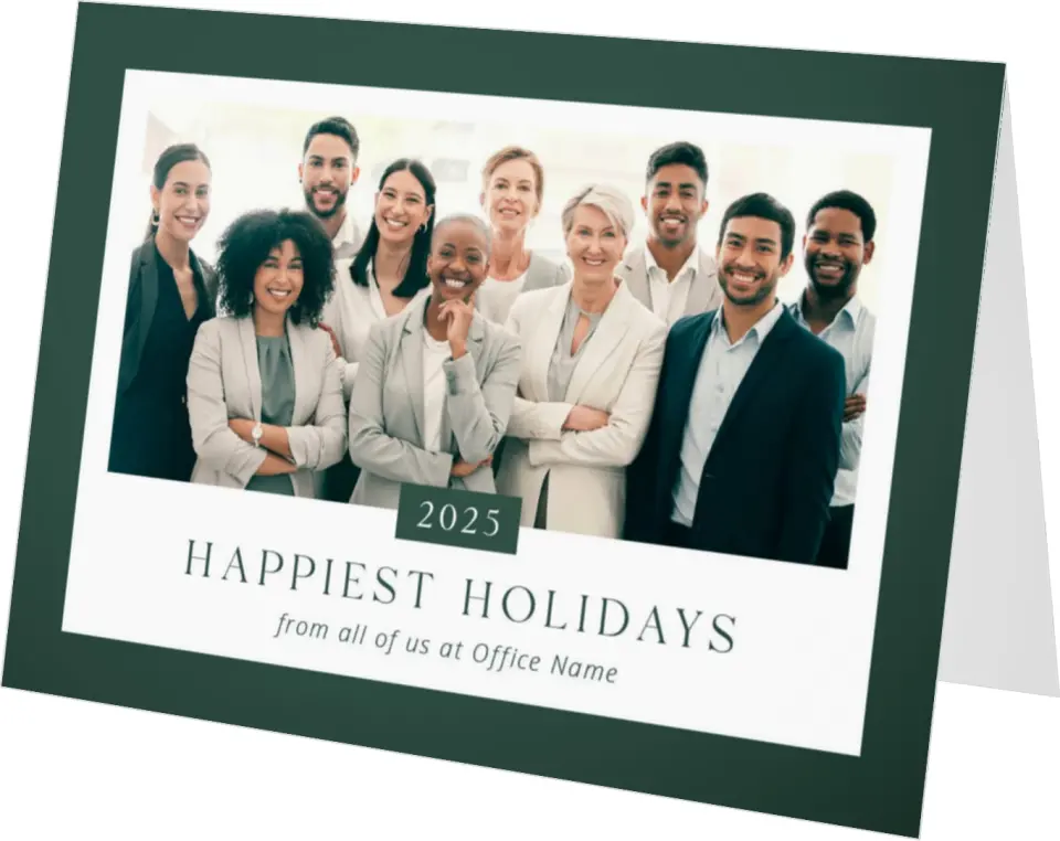 This is a 4.8" x 6.8" Folded Christmas Card called Team Christmas printed in full color