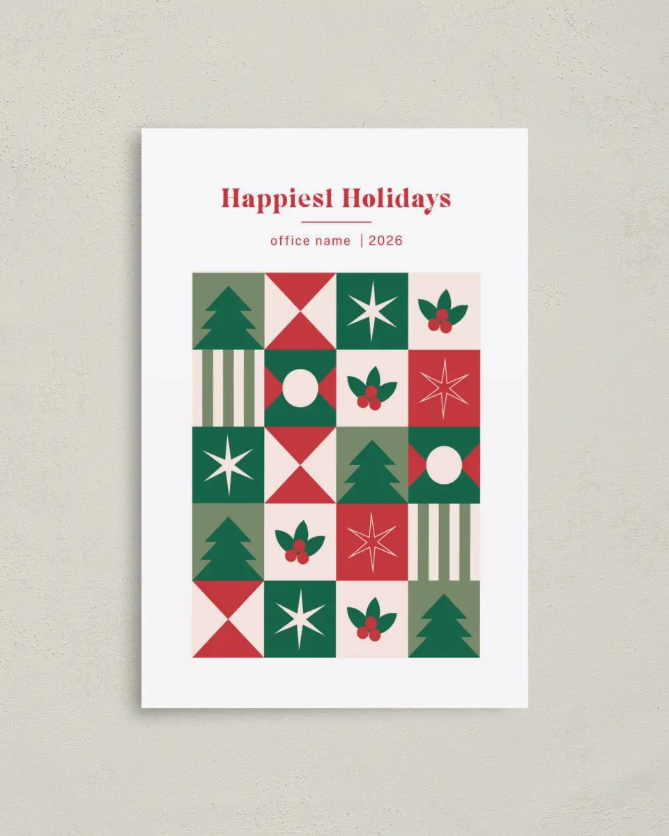 This is a 4.8" x 6.8" Folded Christmas Card called Quilted Nativity printed in full color