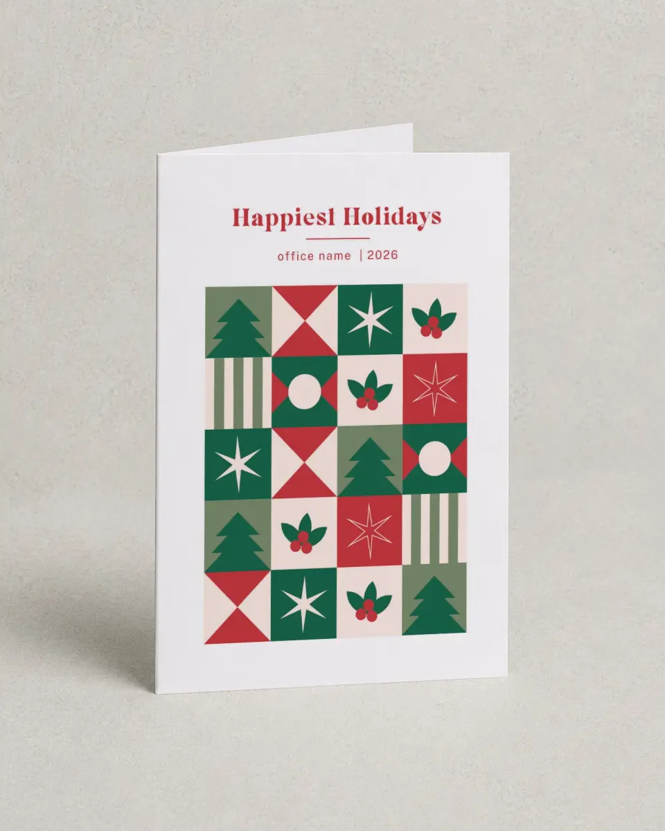 This is a 4.8" x 6.8" Folded Christmas Card called Quilted Nativity printed in full color