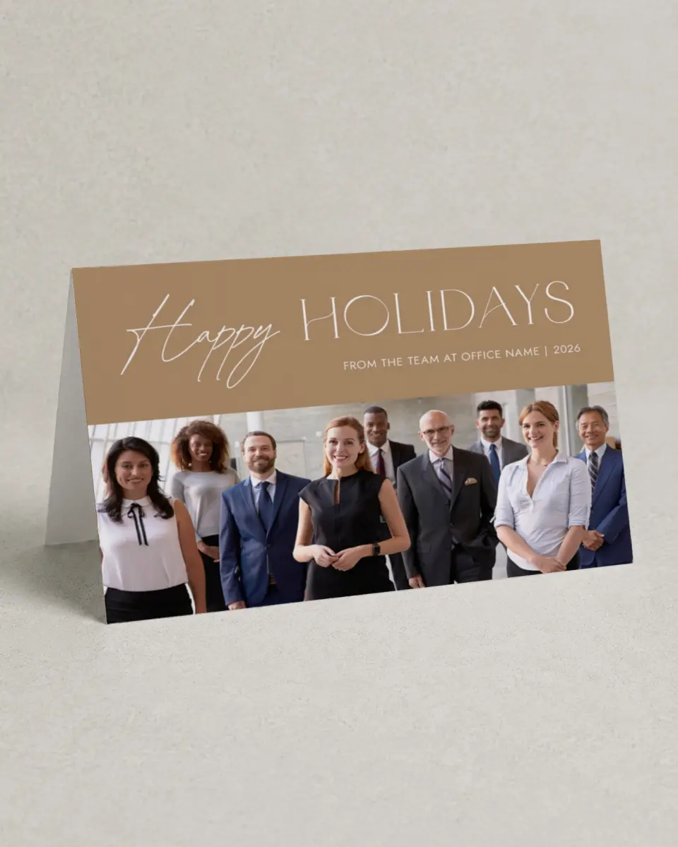 This is a 4.8" x 6.8" Folded Christmas Card called Holiday Wishes printed in full color
