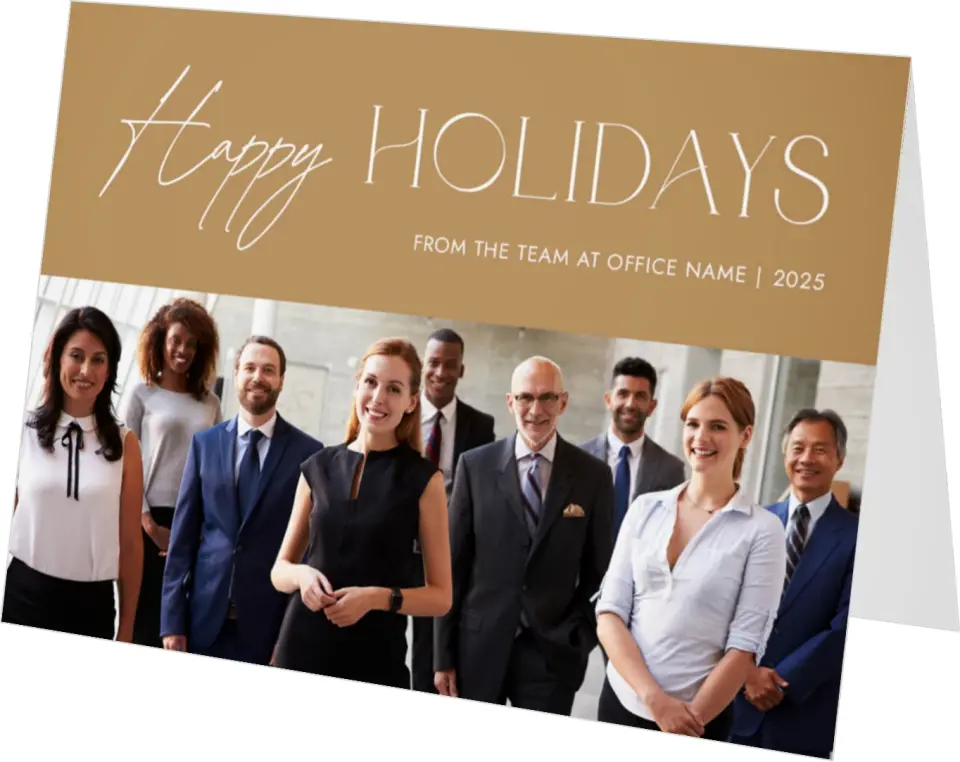 This is a 4.8" x 6.8" Folded Christmas Card called Holiday Wishes printed in full color