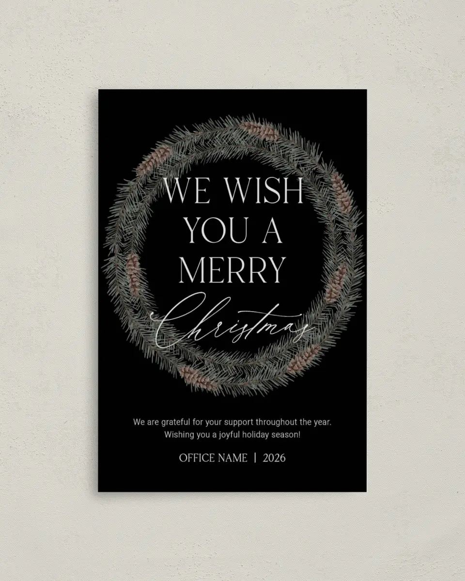 This is a 4.8" x 6.8" Folded Christmas Card called Wishful Christmas printed in full color