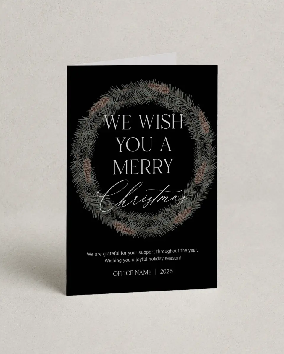 This is a 4.8" x 6.8" Folded Christmas Card called Wishful Christmas printed in full color