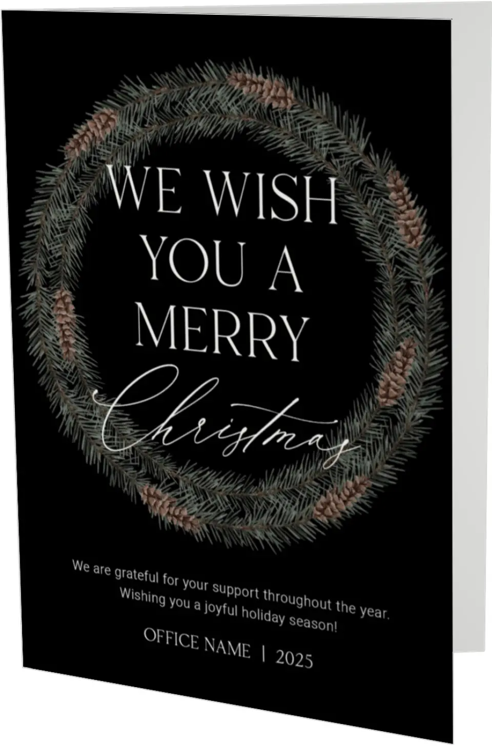 This is a 4.8" x 6.8" Folded Christmas Card called Wishful Christmas printed in full color