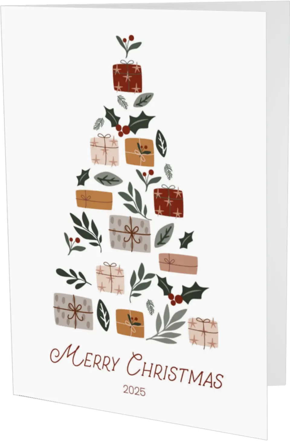 This is a 4.8" x 6.8" Folded Christmas Card called Gifted Greetings printed in full color