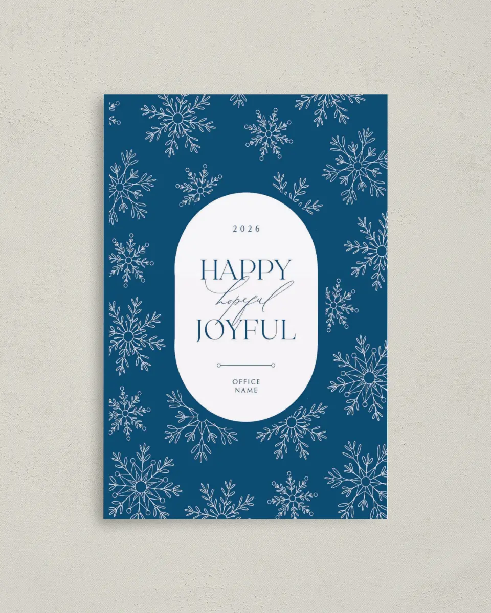 This is a 4.8" x 6.8" Folded Christmas Card called Joyful Flurries printed in full color