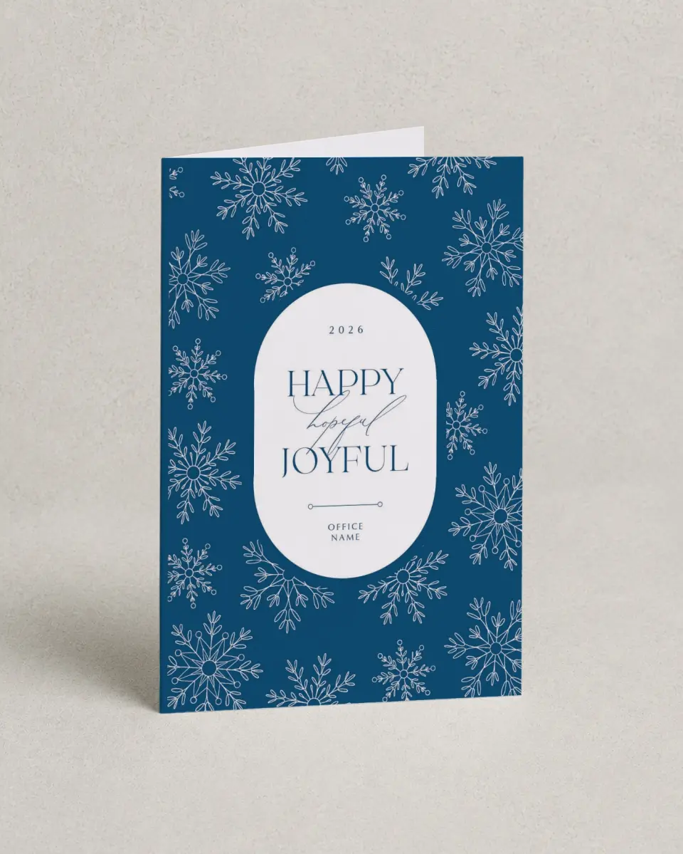 This is a 4.8" x 6.8" Folded Christmas Card called Joyful Flurries printed in full color