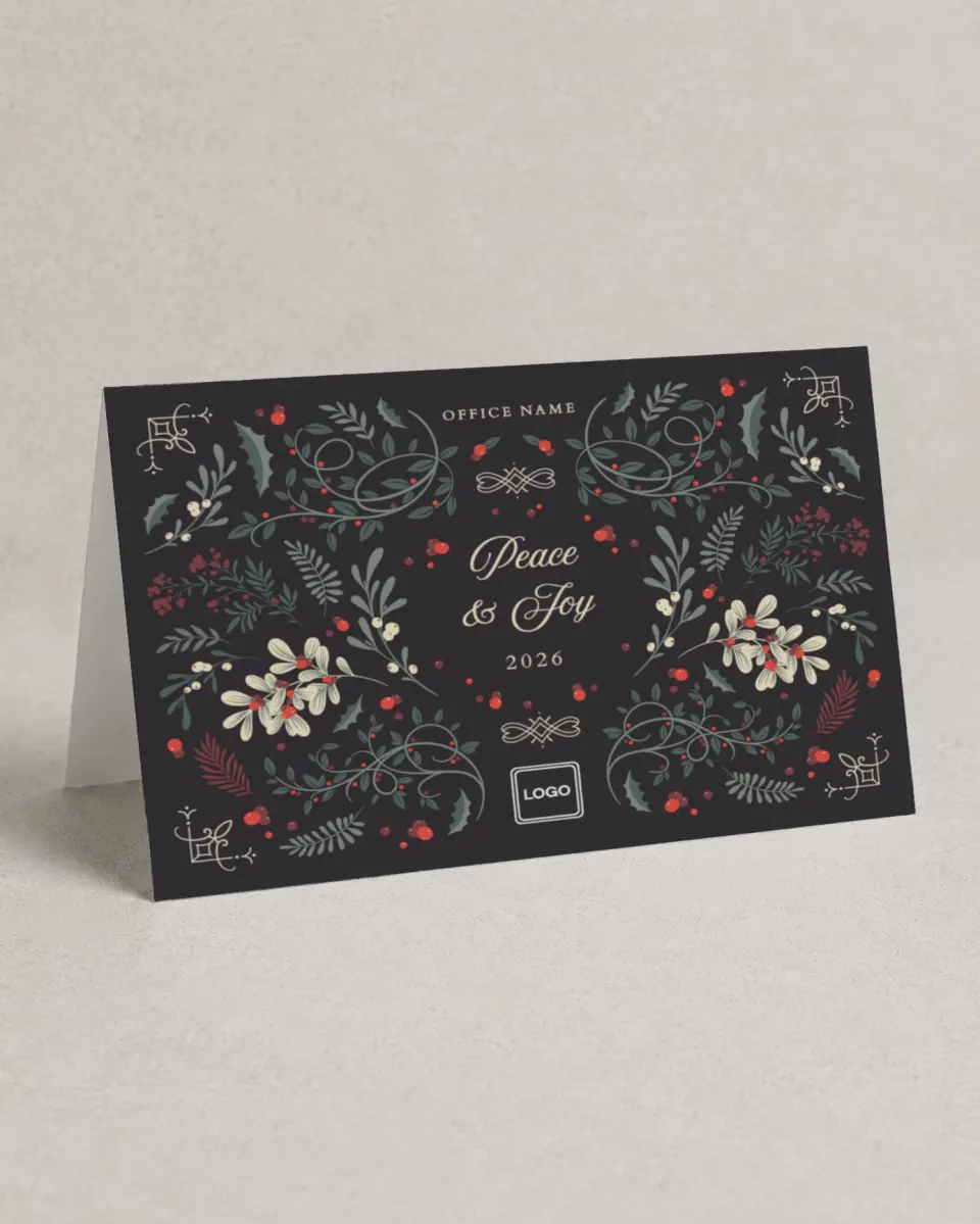This is a 4.8" x 6.8" Folded Christmas Card called Flourishing Peace printed in full color