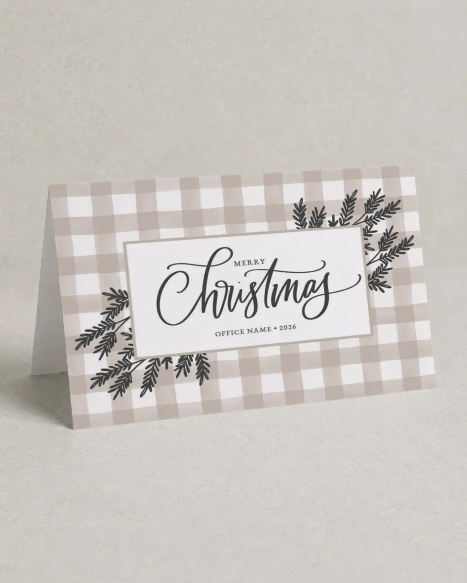 This is a 4.8" x 6.8" Folded Christmas Card called Farmhouse Christmas printed in full color