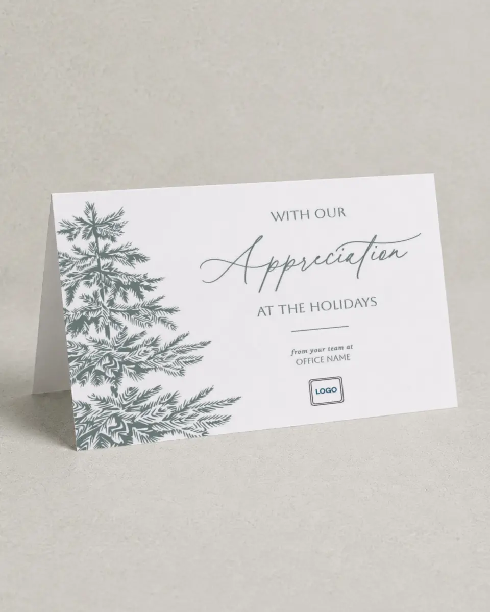 This is a 4.8" x 6.8" Folded Christmas Card called Our Appreciation printed in full color