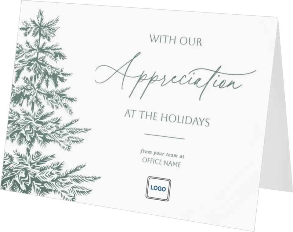 This is a 4.8" x 6.8" Folded Christmas Card called Our Appreciation printed in full color