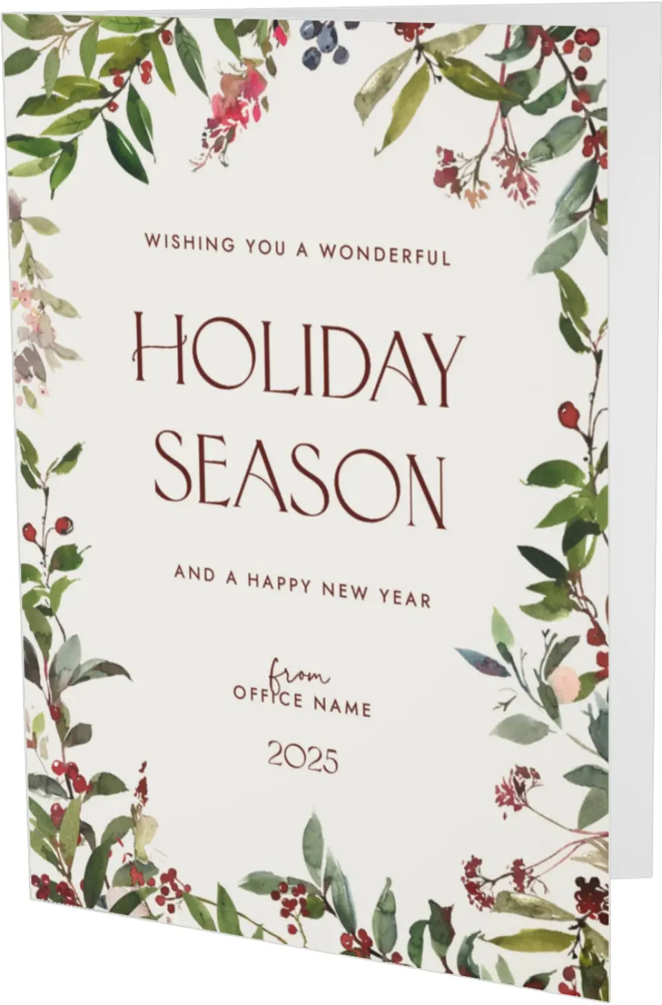 This is a 4.8" x 6.8" Folded Christmas Card called Seasonal Berries printed in full color