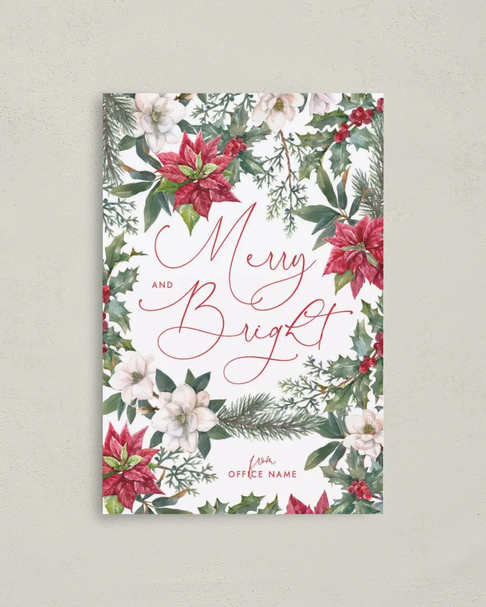 This is a 4.8" x 6.8" Folded Christmas Card called Floral Fantasia printed in full color
