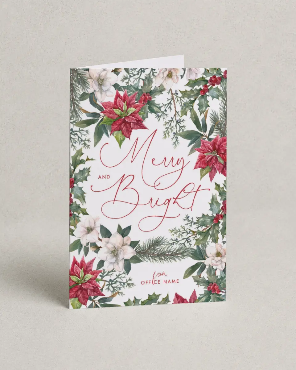 This is a 4.8" x 6.8" Folded Christmas Card called Floral Fantasia printed in full color