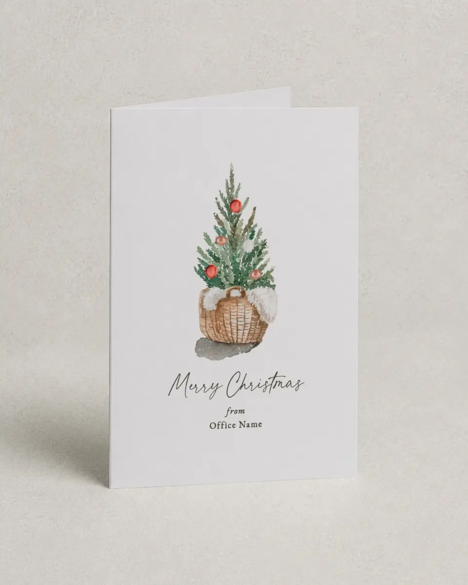 This is a 4.8" x 6.8" Folded Christmas Card called Minimal Tree printed in full color