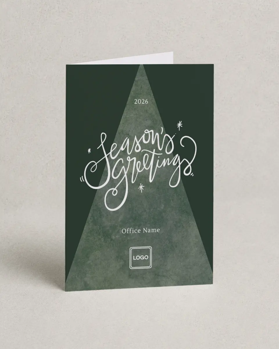 This is a 4.8" x 6.8" Folded Christmas Card called Textured Tree printed in full color