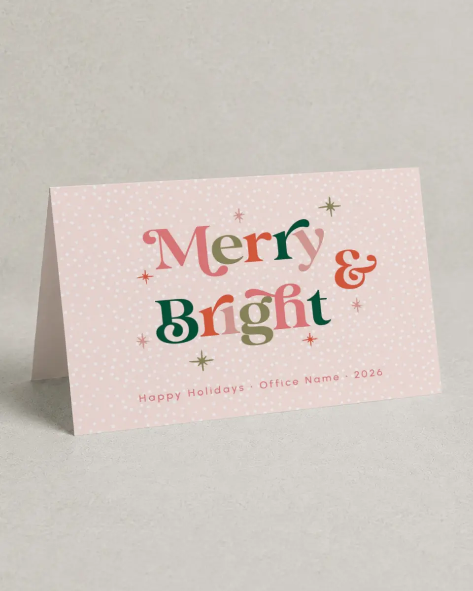 This is a 4.8" x 6.8" Folded Christmas Card called Delightfully Bright printed in full color