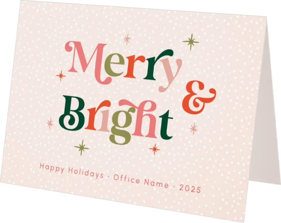 This is a 4.8" x 6.8" Folded Christmas Card called Delightfully Bright printed in full color