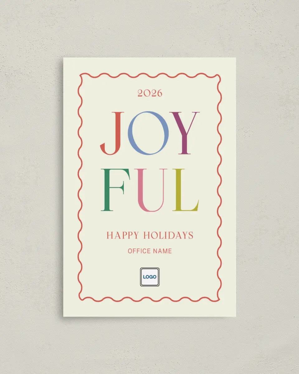 This is a 4.8" x 6.8" Folded Christmas Card called Joyful Christmas printed in full color
