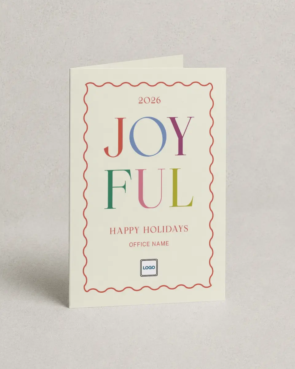 This is a 4.8" x 6.8" Folded Christmas Card called Joyful Christmas printed in full color