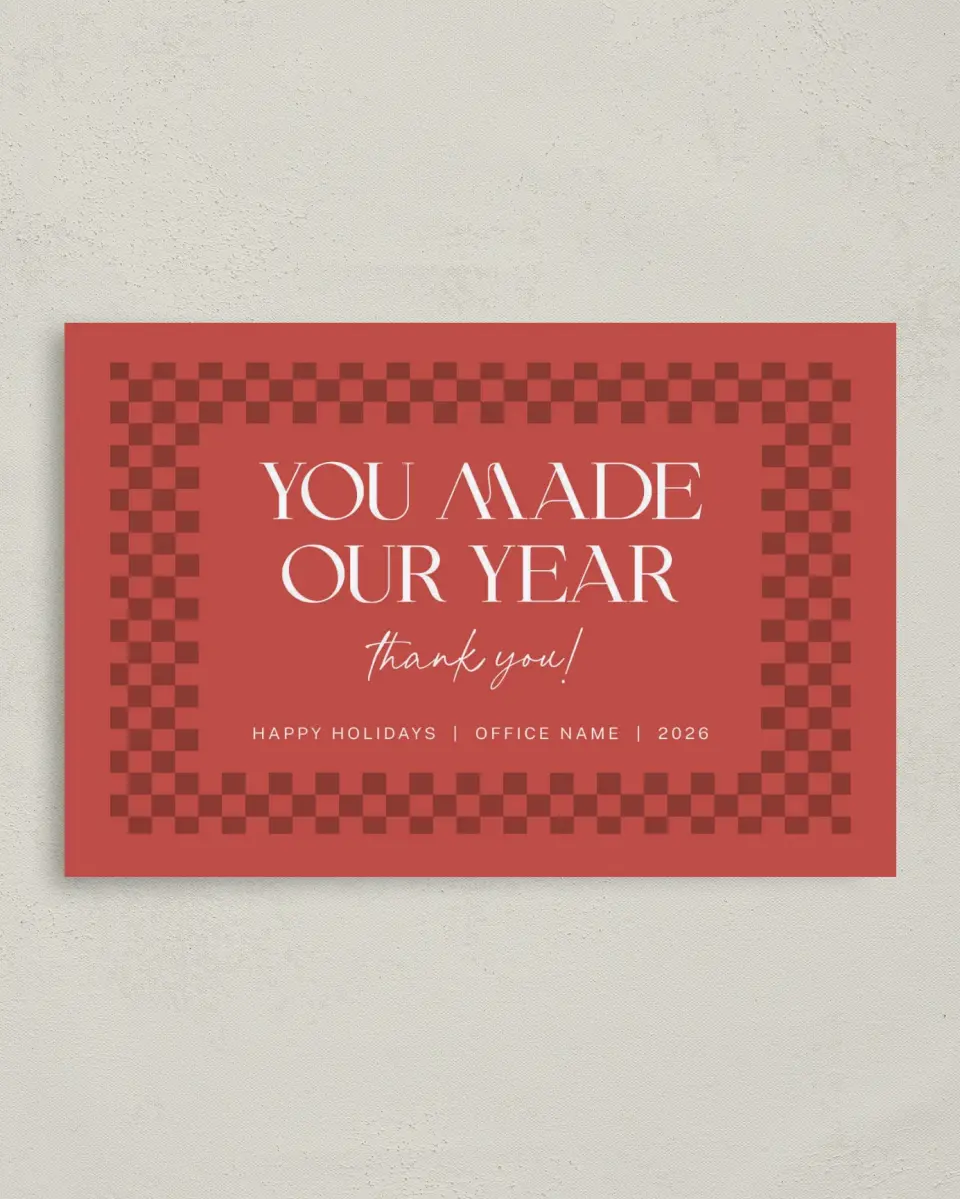 This is a 4.8" x 6.8" Folded Christmas Card called Cheery Border printed in full color